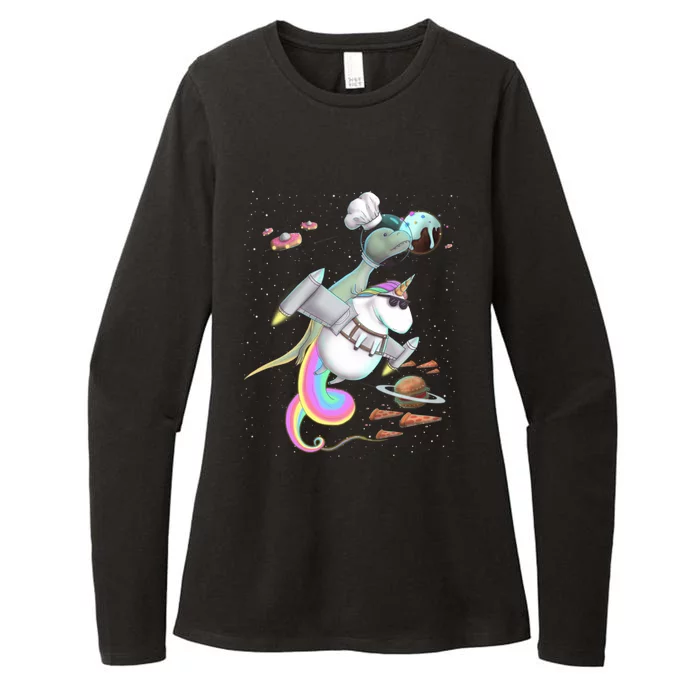 Trex Tyrannosaurus Rex Dinosaur Riding Unicorn Space Party Gift Womens CVC Long Sleeve Shirt