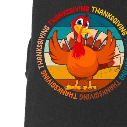 Thanksgiving Turkey Retro Sunset Holiday Doggie 3-End Fleece Hoodie