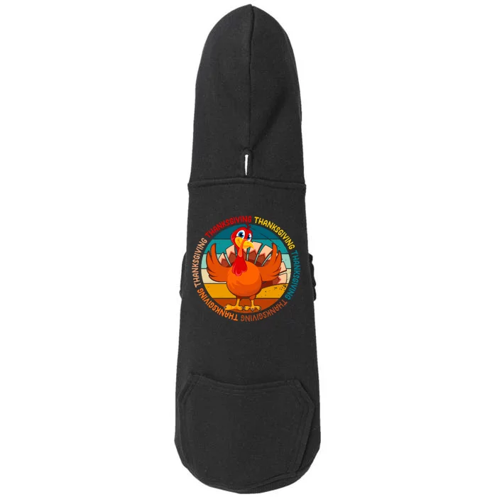 Thanksgiving Turkey Retro Sunset Holiday Doggie 3-End Fleece Hoodie