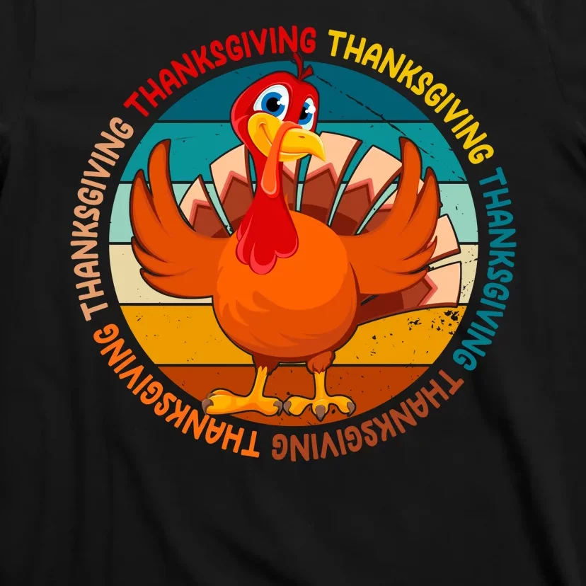 Thanksgiving Turkey Retro Sunset Holiday T-Shirt