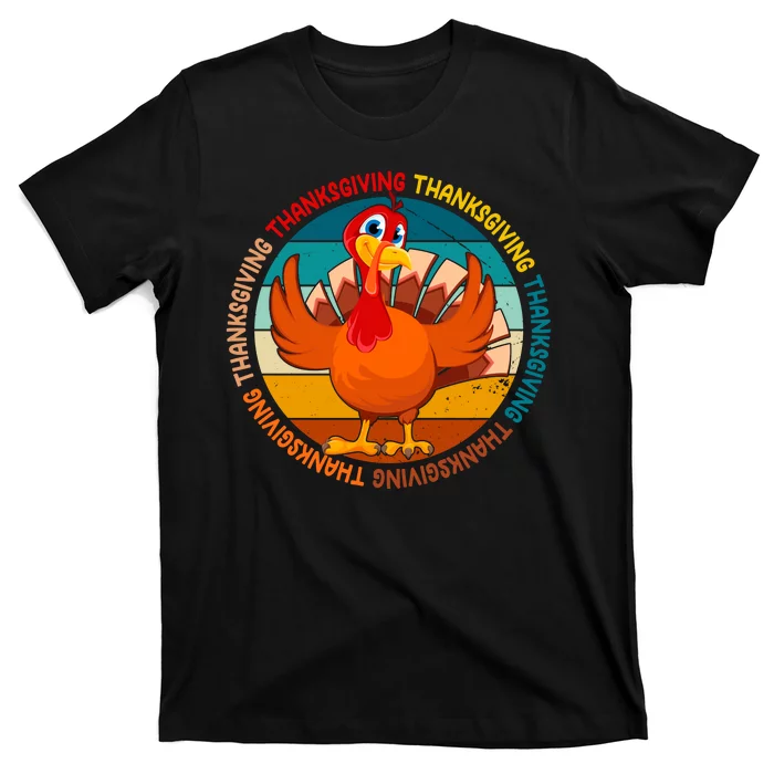 Thanksgiving Turkey Retro Sunset Holiday T-Shirt