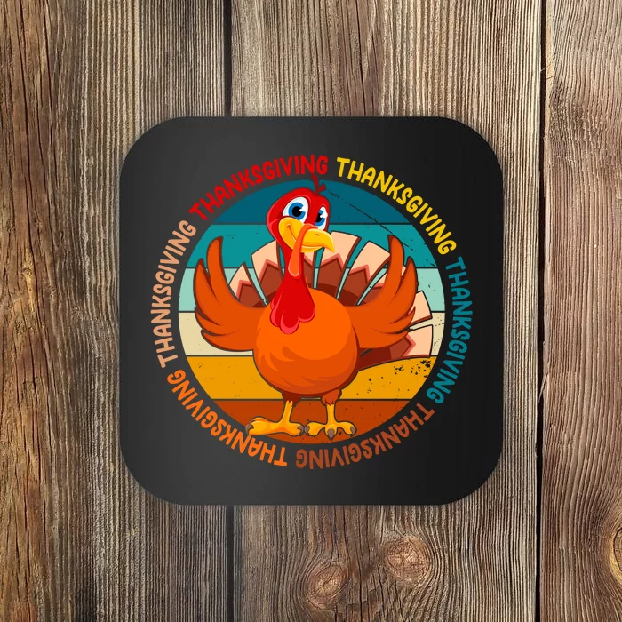 Thanksgiving Turkey Retro Sunset Holiday Coaster