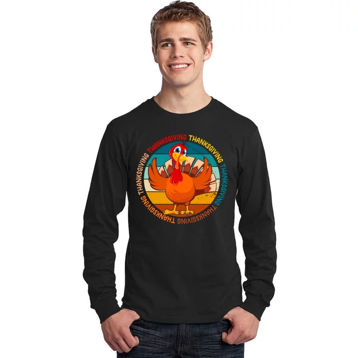 Thanksgiving Turkey Retro Sunset Holiday Tall Long Sleeve T-Shirt