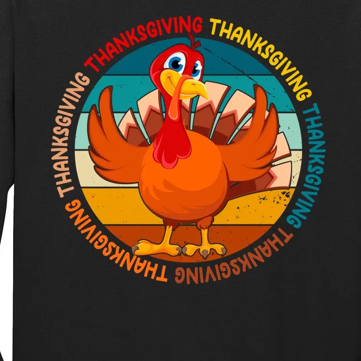 Thanksgiving Turkey Retro Sunset Holiday Tall Long Sleeve T-Shirt