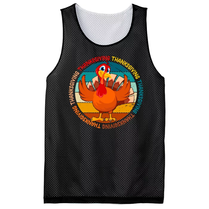 Thanksgiving Turkey Retro Sunset Holiday Mesh Reversible Basketball Jersey Tank