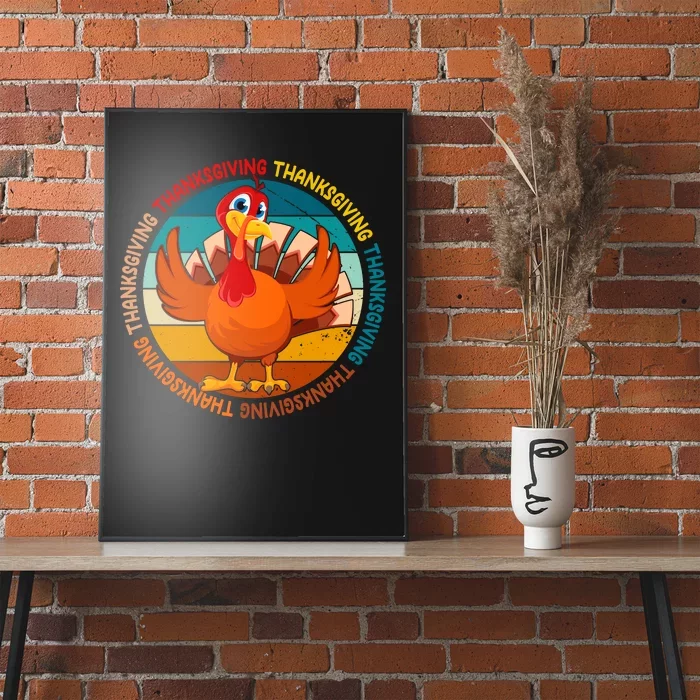 Thanksgiving Turkey Retro Sunset Holiday Poster