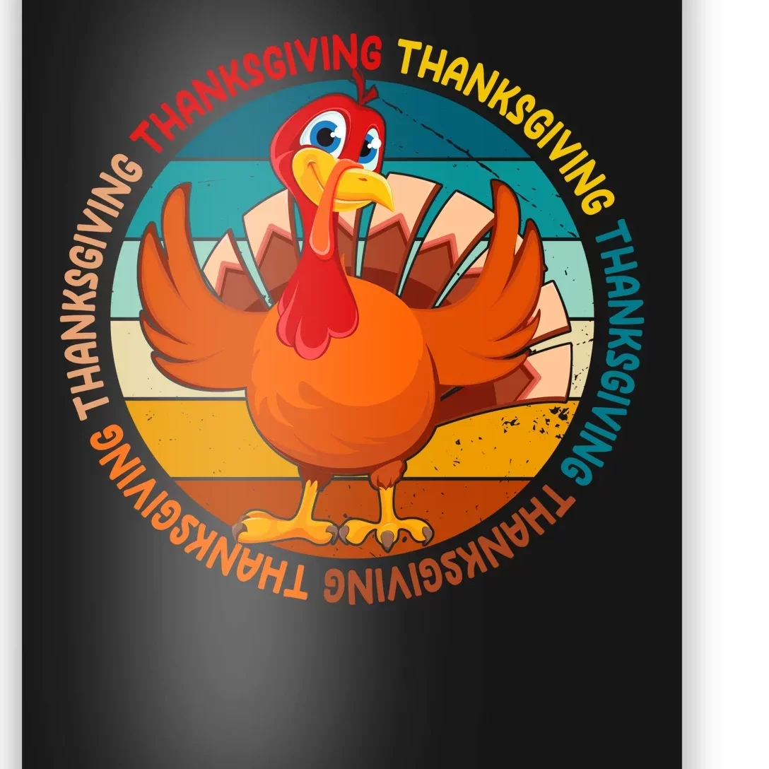 Thanksgiving Turkey Retro Sunset Holiday Poster