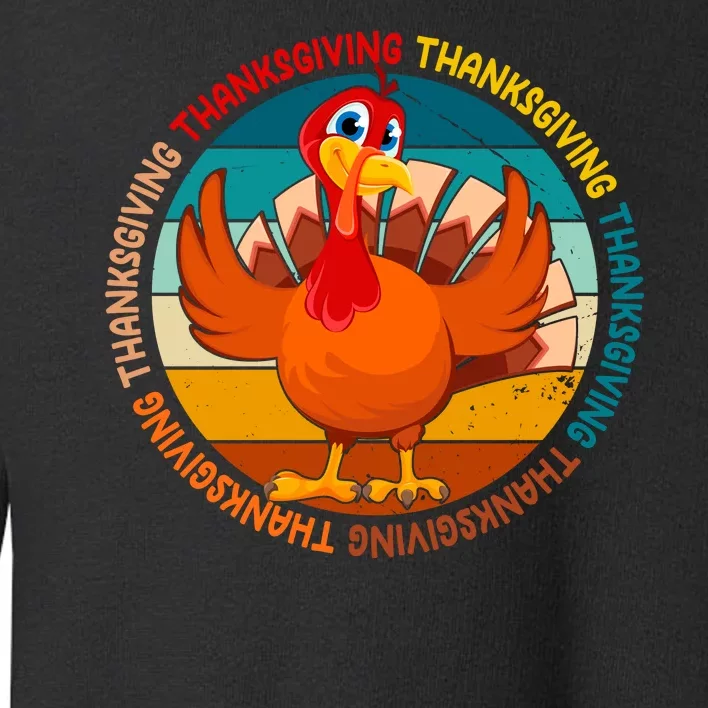 Thanksgiving Turkey Retro Sunset Holiday Toddler Sweatshirt