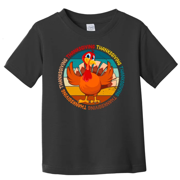 Thanksgiving Turkey Retro Sunset Holiday Toddler T-Shirt