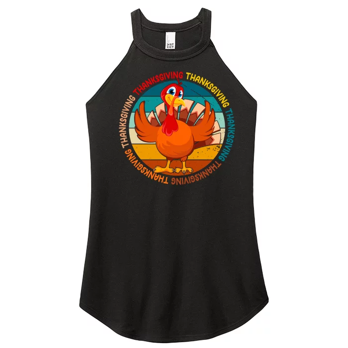 Thanksgiving Turkey Retro Sunset Holiday Women’s Perfect Tri Rocker Tank