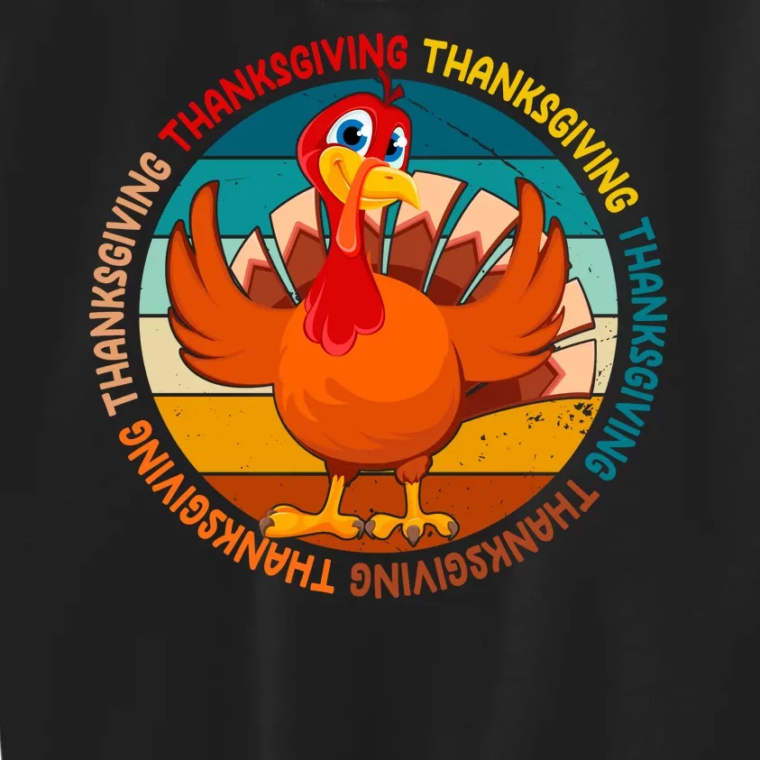 Thanksgiving Turkey Retro Sunset Holiday Kids Sweatshirt