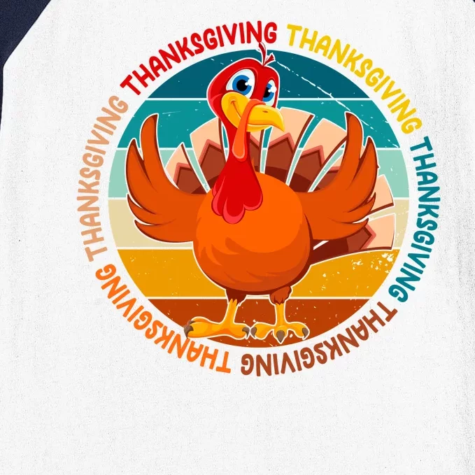 Thanksgiving Turkey Retro Sunset Holiday Baseball Sleeve Shirt