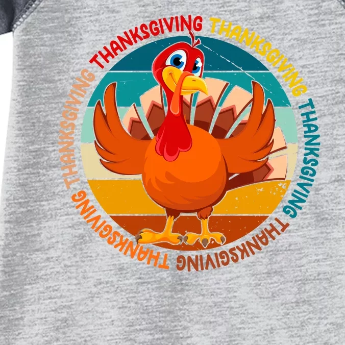 Thanksgiving Turkey Retro Sunset Holiday Infant Baby Jersey Bodysuit