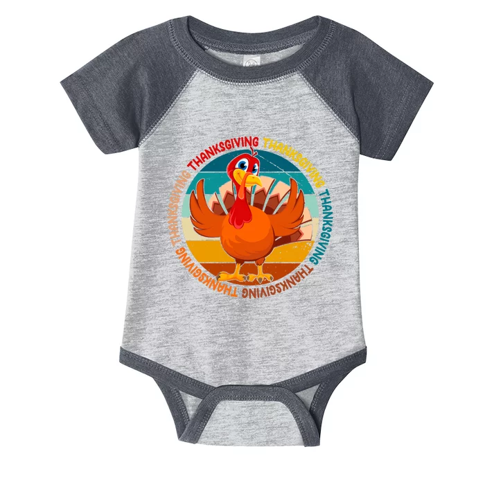 Thanksgiving Turkey Retro Sunset Holiday Infant Baby Jersey Bodysuit