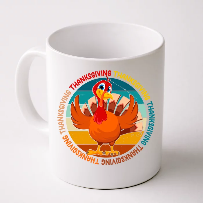 Thanksgiving Turkey Retro Sunset Holiday Front & Back Coffee Mug