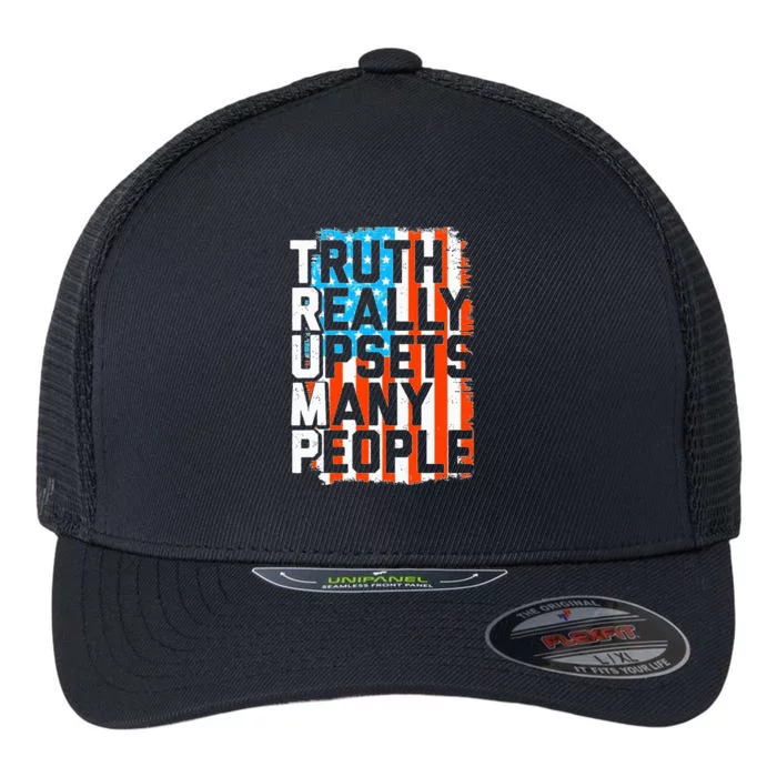 Trump Truth Really Upsets Many People US Flag Funny Flexfit Unipanel Trucker Cap