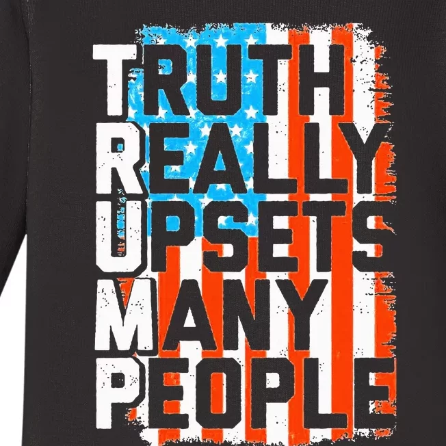 Trump Truth Really Upsets Many People US Flag Funny Baby Long Sleeve Bodysuit