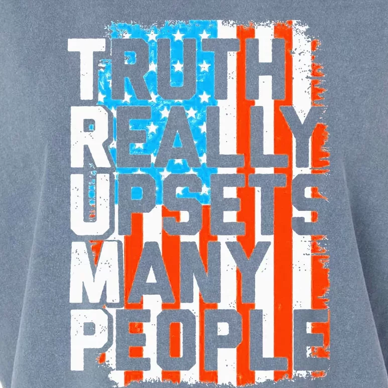 Trump Truth Really Upsets Many People US Flag Funny Garment-Dyed Women's Muscle Tee