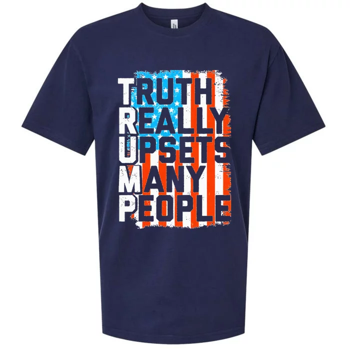 Trump Truth Really Upsets Many People US Flag Funny Sueded Cloud Jersey T-Shirt