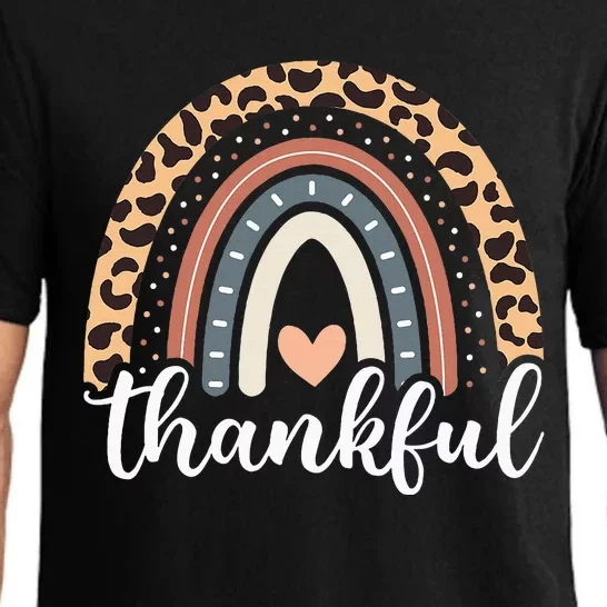 Thankful Thanksgiving Rainbow Leopard Pajama Set