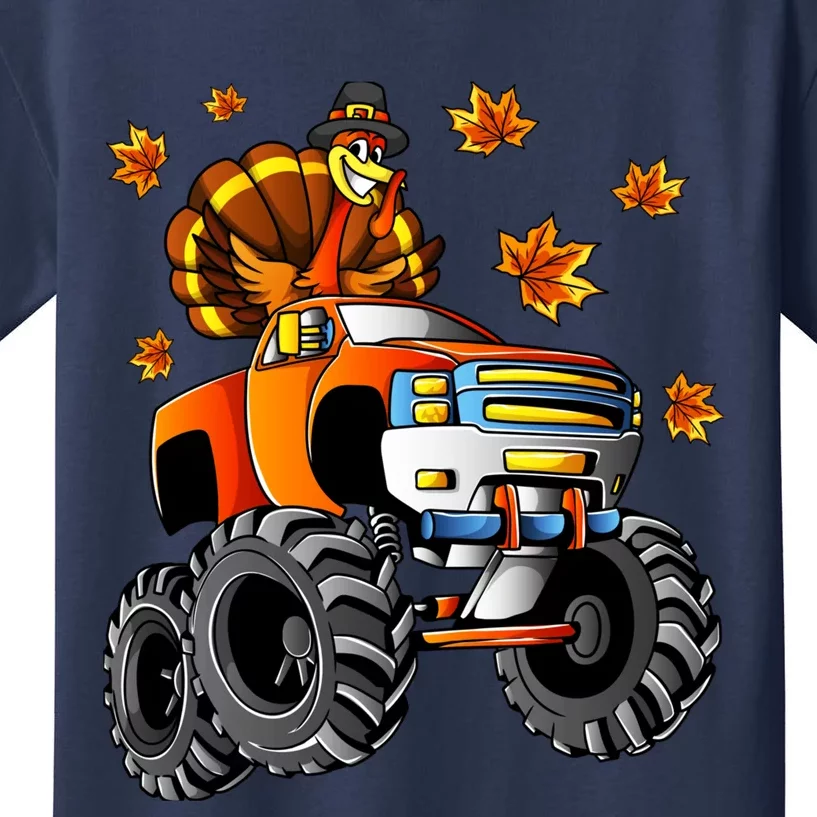 Thanksgiving Turkey Riding Monster Truck Boy Kids T-Shirt