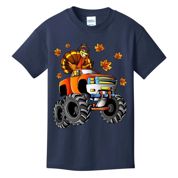 Thanksgiving Turkey Riding Monster Truck Boy Kids T-Shirt