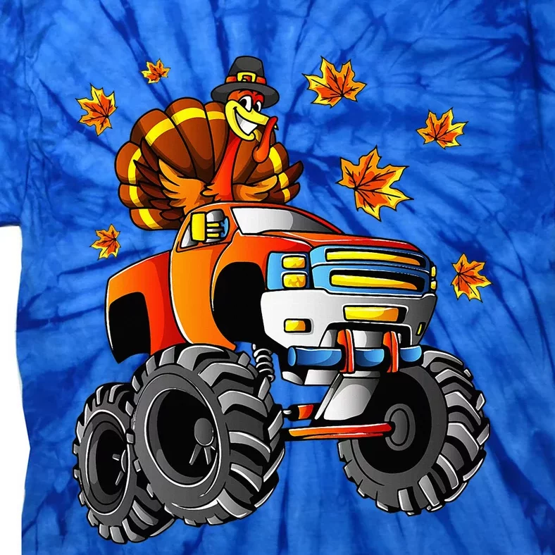 Thanksgiving Turkey Riding Monster Truck Tie-Dye T-Shirt