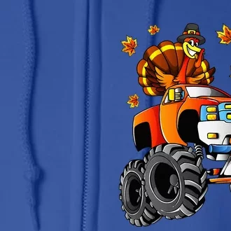 Thanksgiving Turkey Riding Monster Truck Full Zip Hoodie