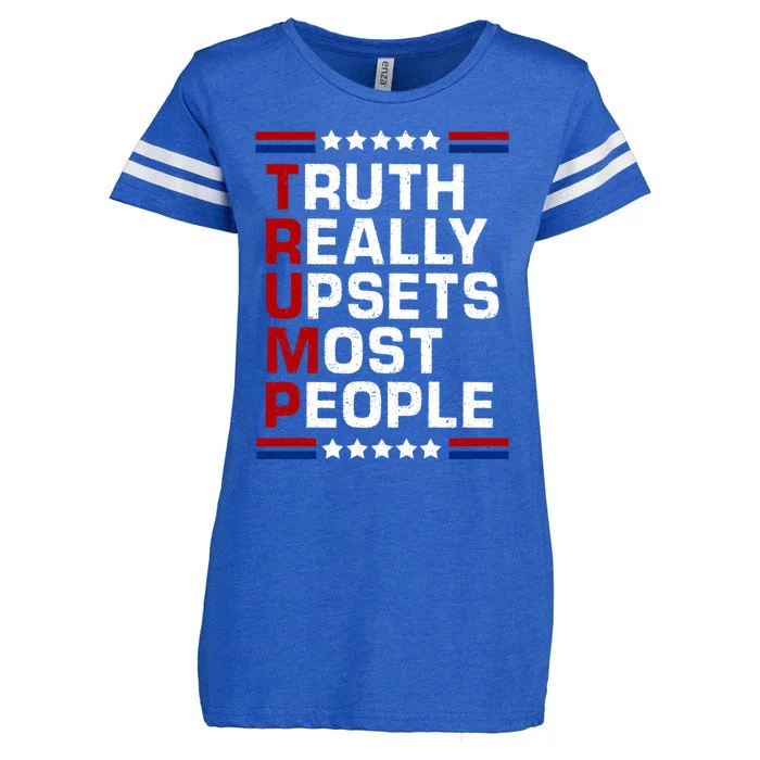 Trump Truth Really Upsets Most People 4th Of July USA Flag Enza Ladies Jersey Football T-Shirt