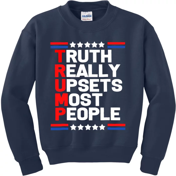 Trump Truth Really Upset Most People Trump 2024 America Flag Kids Sweatshirt