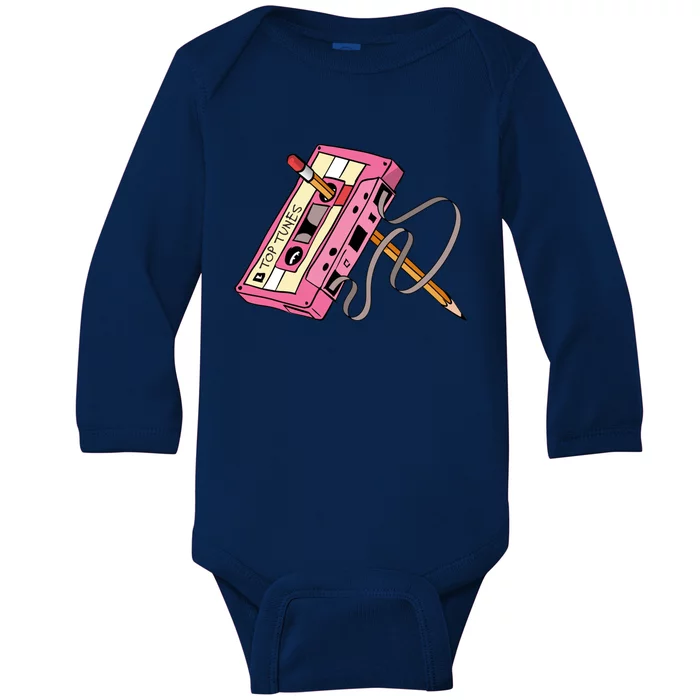 Top Tunes Retro 80s Back To School Baby Long Sleeve Bodysuit