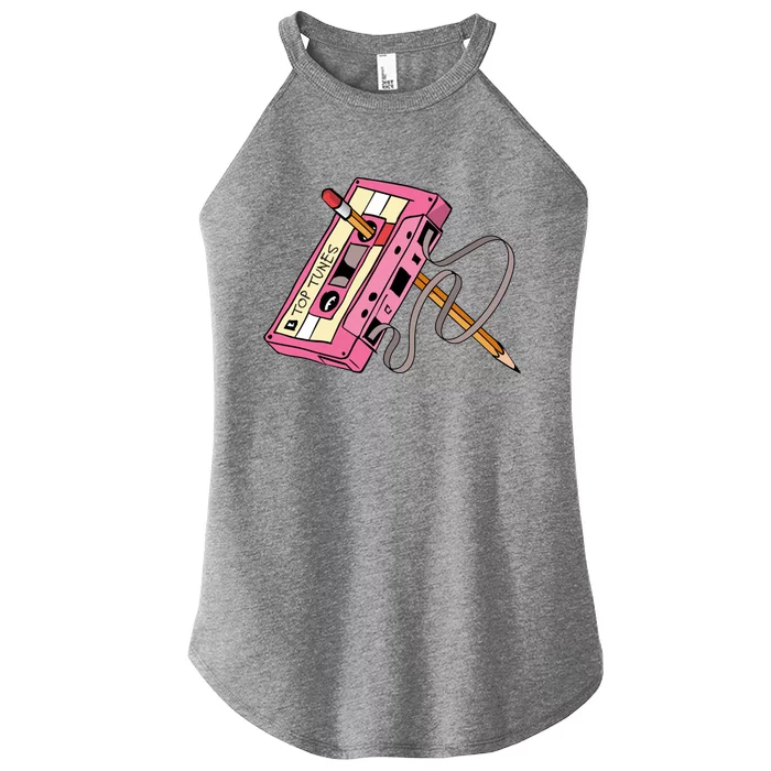 Top Tunes Retro 80s Back To School Women’s Perfect Tri Rocker Tank