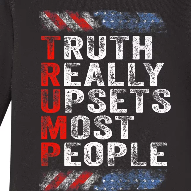 Trump Truth Really Upset Most People Trump 2024 America Flag Premium Baby Long Sleeve Bodysuit