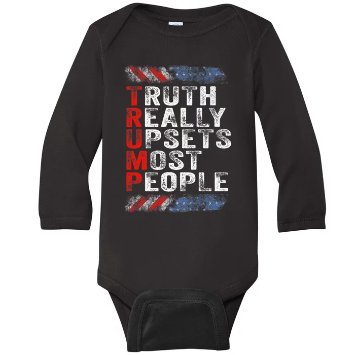 Trump Truth Really Upset Most People Trump 2024 America Flag Premium Baby Long Sleeve Bodysuit