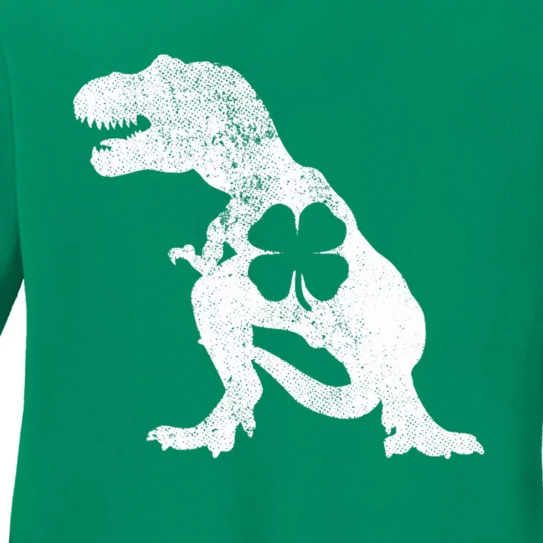 Tyrannosaurus T Rex Dinosaur ST PATRICKS DAY Irish Boy Ladies Long Sleeve Shirt