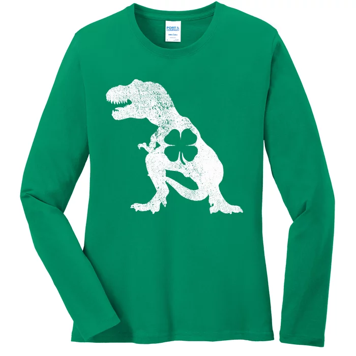 Tyrannosaurus T Rex Dinosaur ST PATRICKS DAY Irish Boy Ladies Long Sleeve Shirt