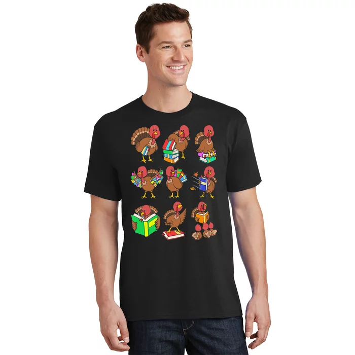 Thanksgiving Turkeys Reading Book Storytelling Birds T-Shirt