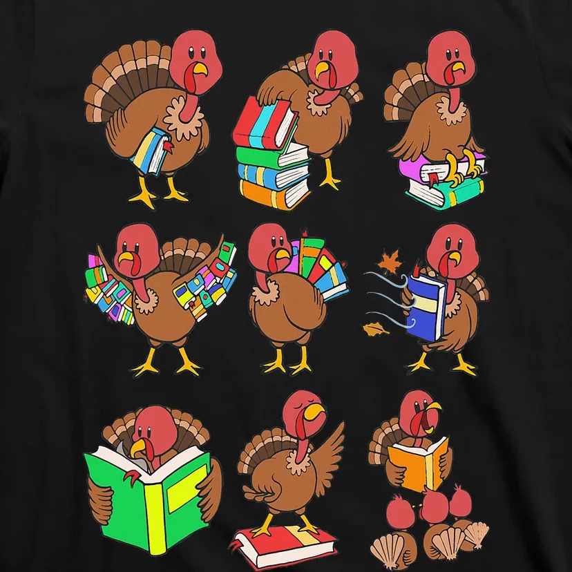 Thanksgiving Turkeys Reading Book Storytelling Birds T-Shirt