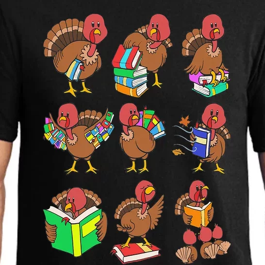 Thanksgiving Turkeys Reading Book Storytelling Birds Pajama Set