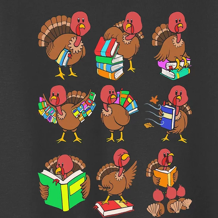 Thanksgiving Turkeys Reading Book Storytelling Birds Toddler T-Shirt