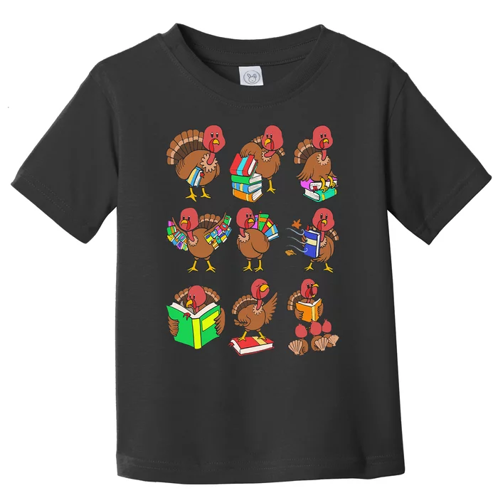 Thanksgiving Turkeys Reading Book Storytelling Birds Toddler T-Shirt