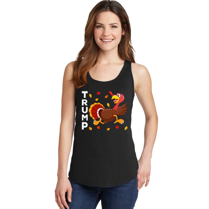 Thanksgiving Turkey Running Funny Anti Trump 2024 Ladies Essential Tank