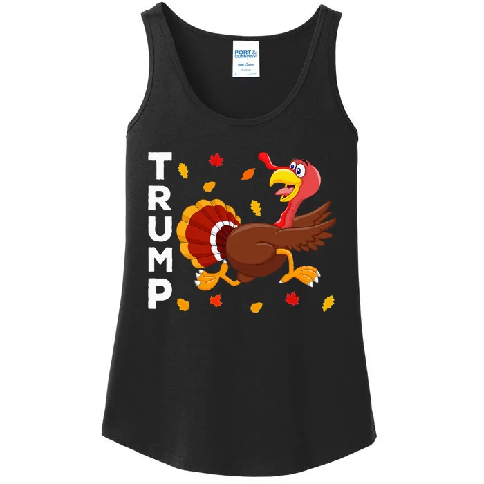 Thanksgiving Turkey Running Funny Anti Trump 2024 Ladies Essential Tank