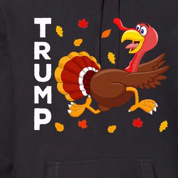 Thanksgiving Turkey Running Funny Anti Trump 2024 Premium Hoodie