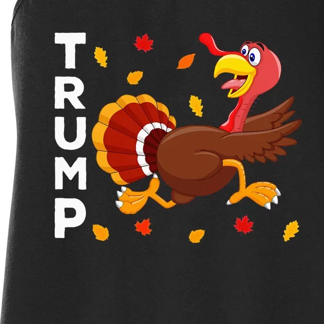 Thanksgiving Turkey Running Funny Anti Trump 2024 Women's Racerback Tank