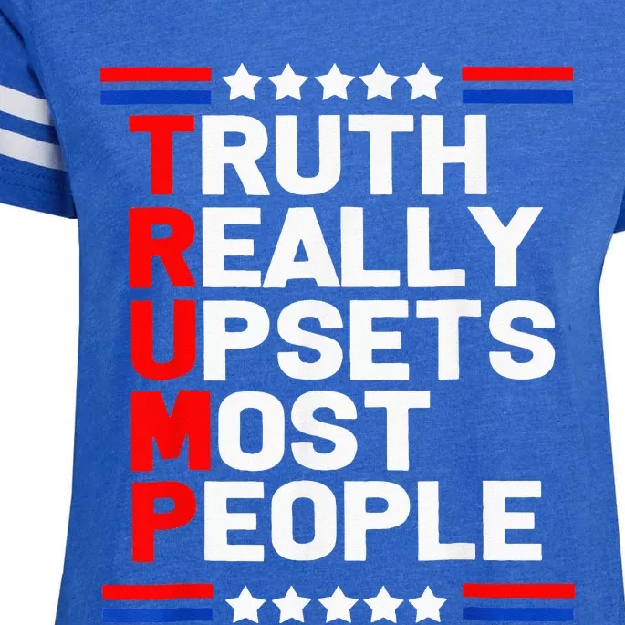 Trump Truth Really Upset Most People Trump 2024 America Flag Enza Ladies Jersey Football T-Shirt