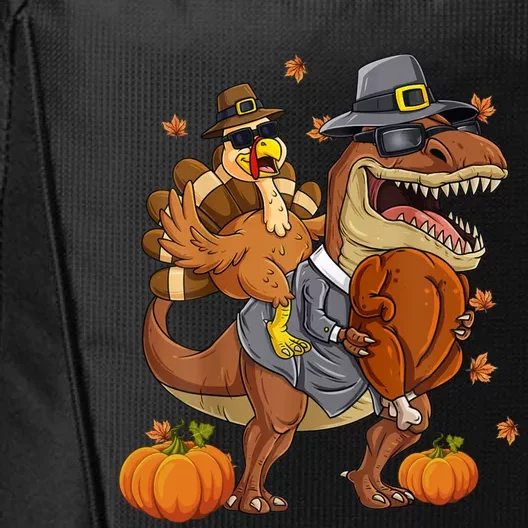 Thanksgiving Turkey Riding T Rex Dinosaur Toddler Boys Gift City Backpack