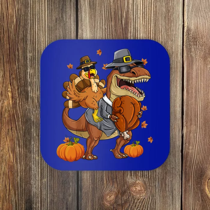 Thanksgiving Turkey Riding T Rex Dinosaur Toddler Boys Gift Coaster