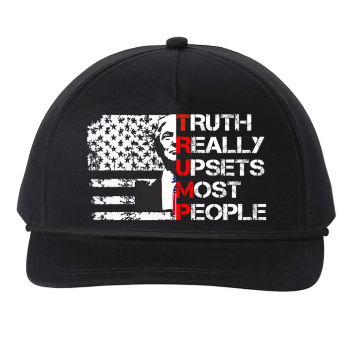 Trump Truth Really Upset Most People Trump 2024 America Flag Snapback Five-Panel Rope Hat