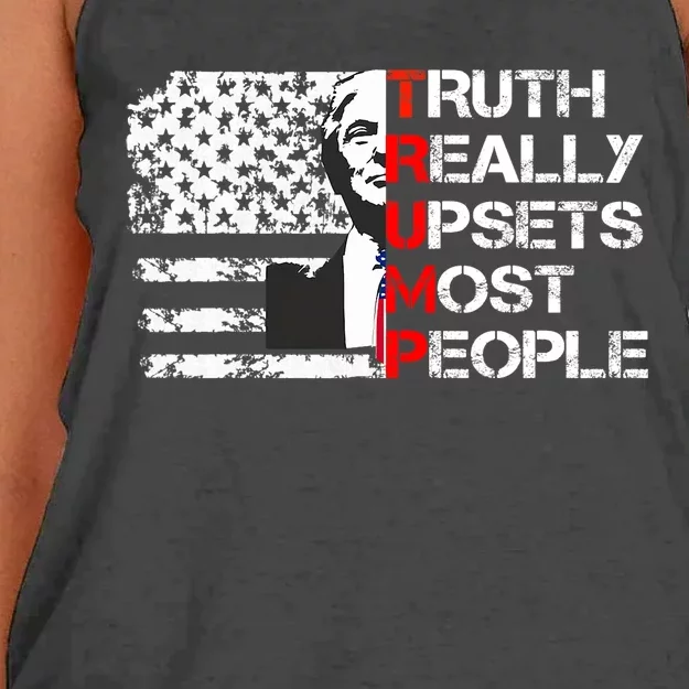 Trump Truth Really Upset Most People Trump 2024 America Flag Women's Knotted Racerback Tank